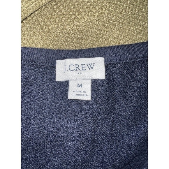 J Crew Factory Long Sleeve Pleated Hem AC684 Size Medium Navy Layered Look Top - Picture 5 of 6